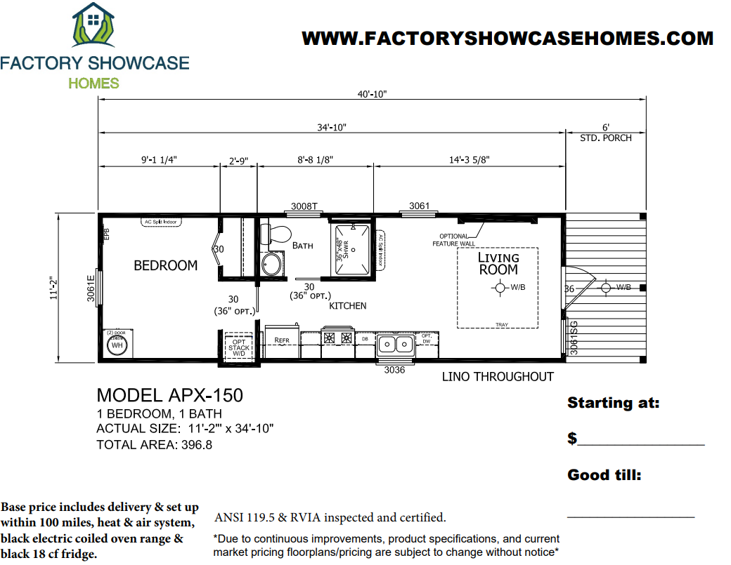 APX 150 Floorplan — Mansfield, TX — Factory Showcase Homes LLC APX 150 Floorplan — Mansfield, TX — Factory Showcase Homes LLC
