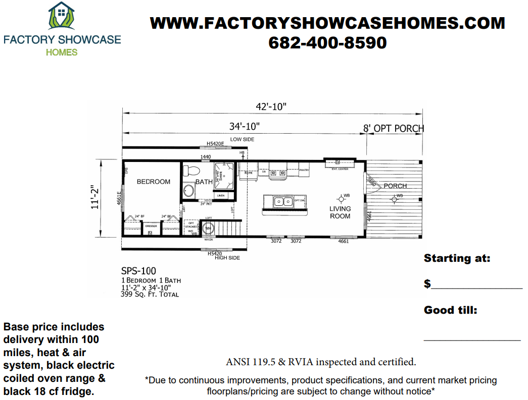 SP 100 Floorplan — Mansfield, TX — Factory Showcase Homes LLC SP 100 Floorplan — Mansfield, TX — Factory Showcase Homes LLC