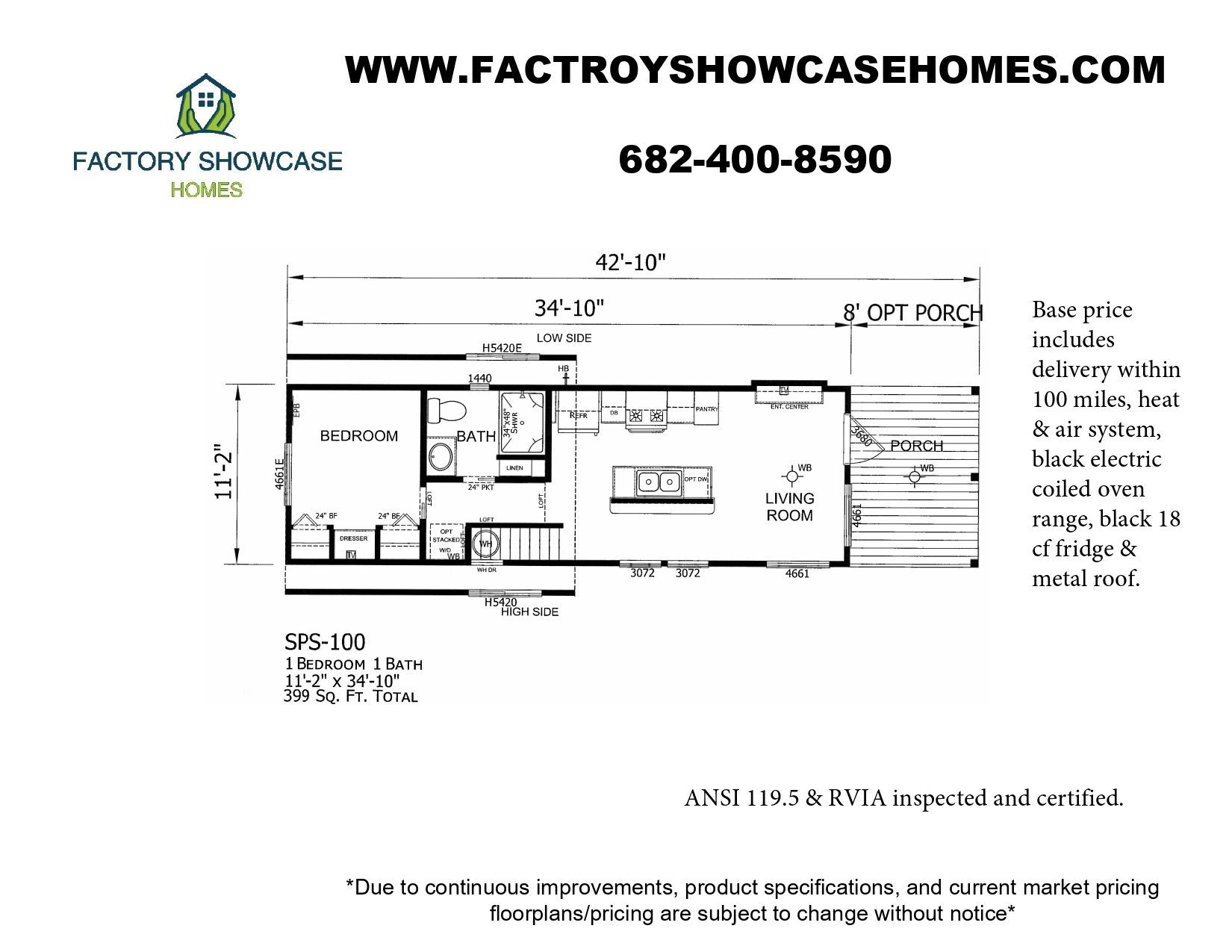 SP 100 Floorplan  — Mansfield, TX — Factory Showcase Homes LLC