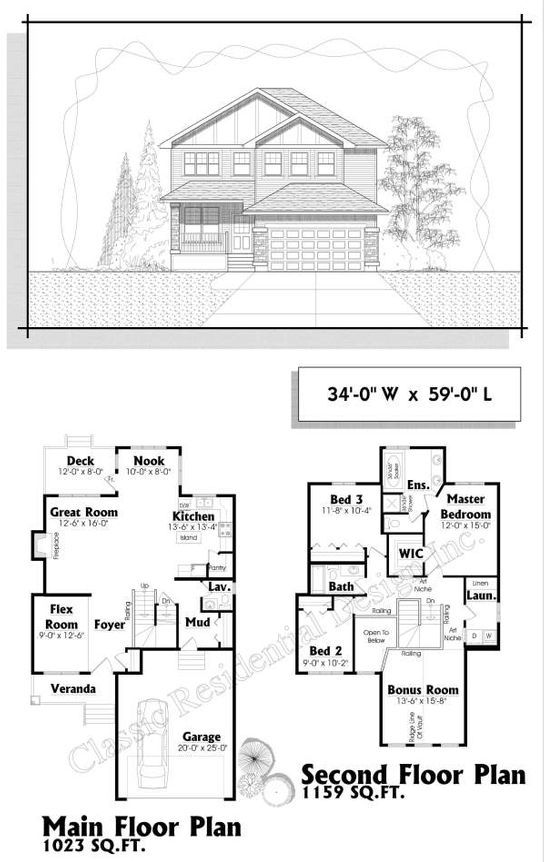 A black and white floor plan of a house.