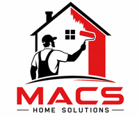 MACS Home Solutions logo with house and painter roller in black, white, and red