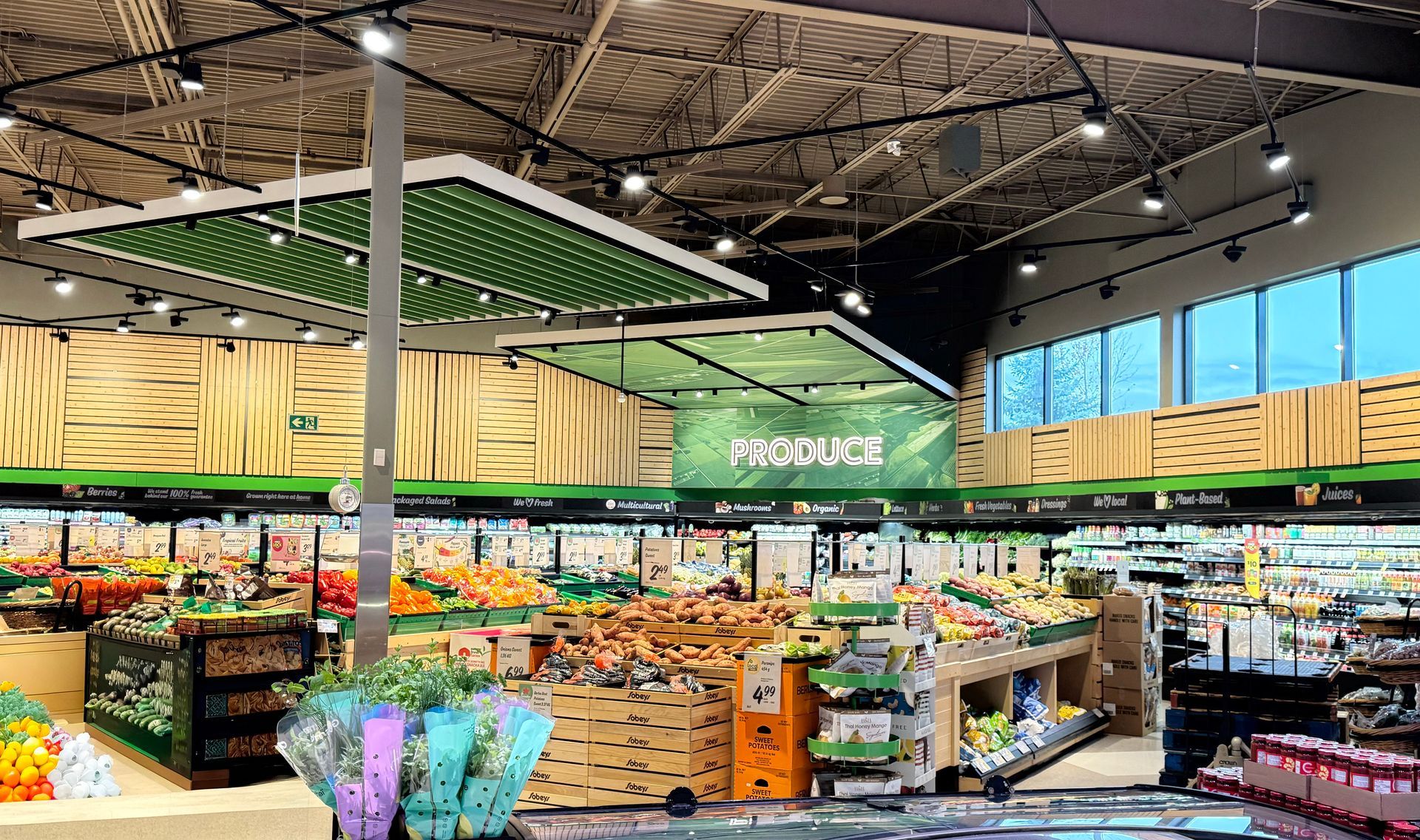 Wall finishes and trim installation grocery