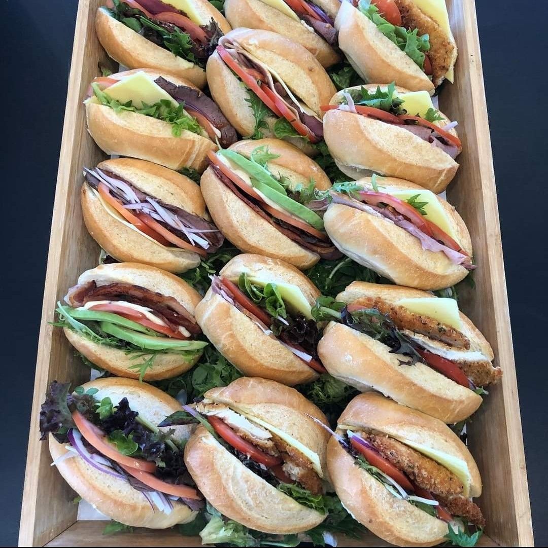 Sandwiches on a box — Brooklyn, NY — The Lux & Savors Catering