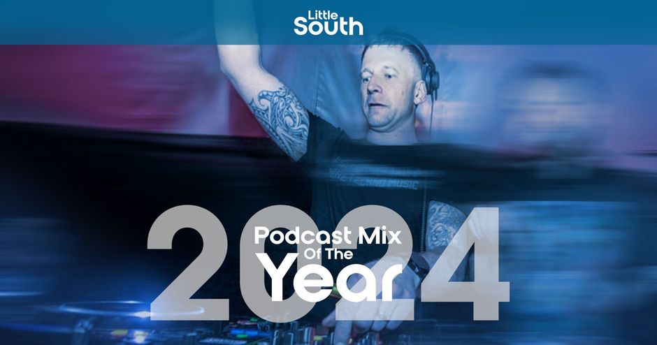 A blue background with the words podcast mix of the year 2023
