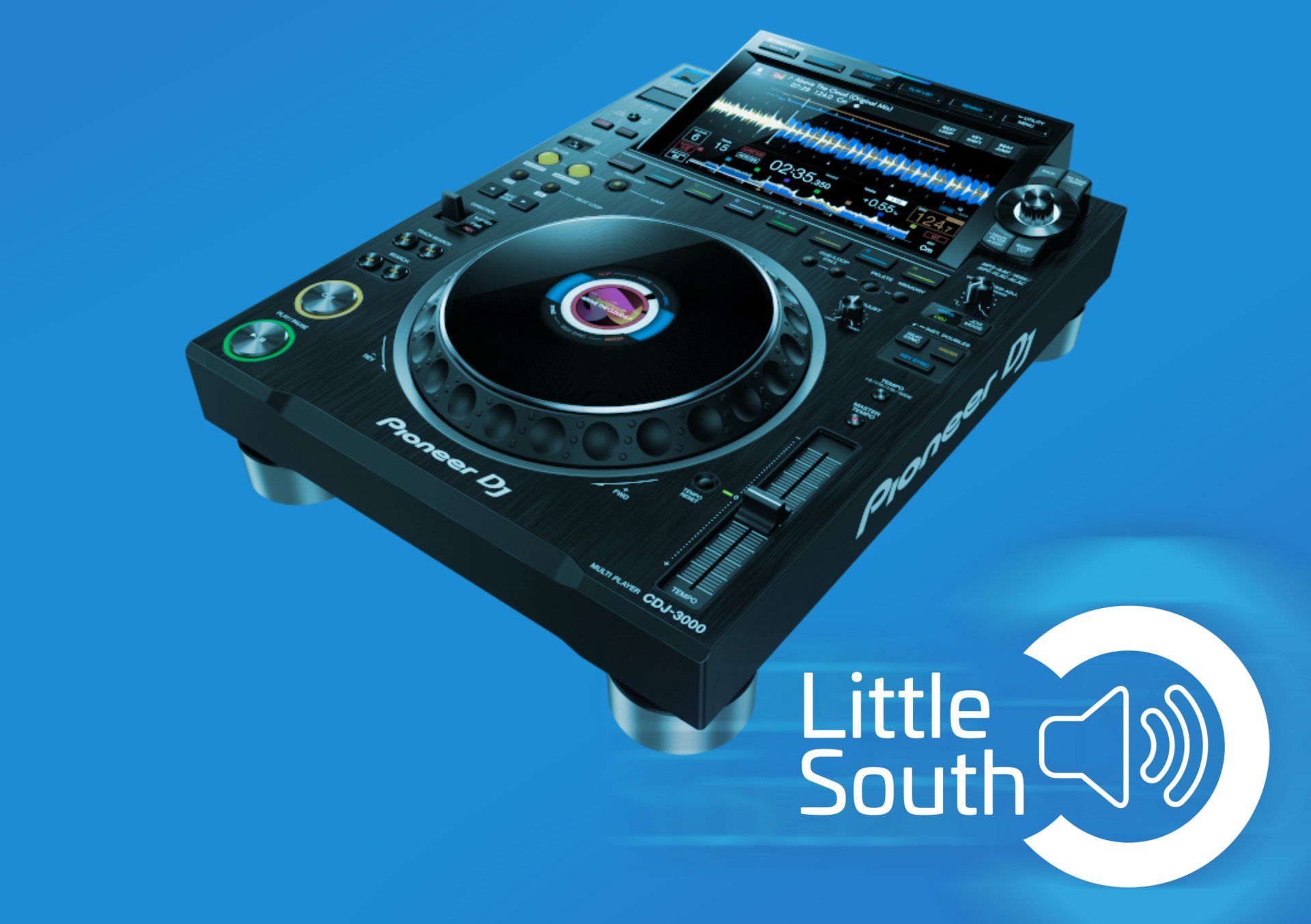 A little south logo with a dj controller on a blue background