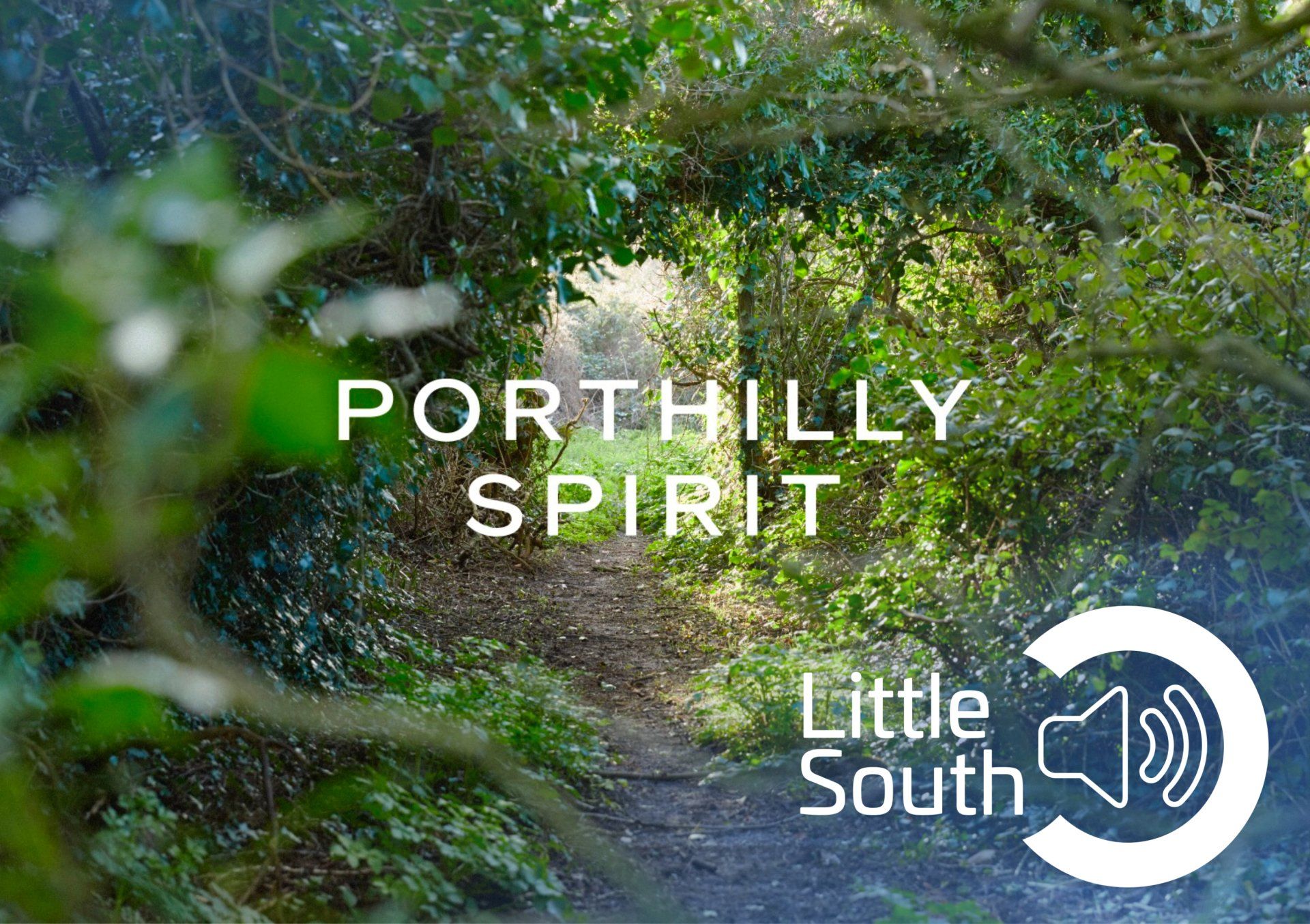 A picture of a path in the woods with the words `` porthilly spirit '' written on it.