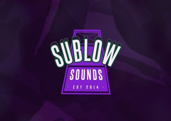 The logo for sublow sounds is purple and white on a purple background.