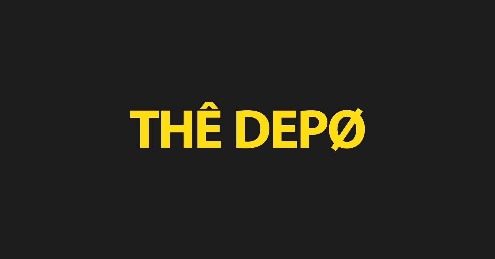 The logo for the depo is yellow on a black background.