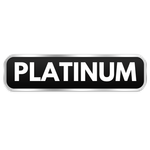 A black and white platinum logo on a white background.
