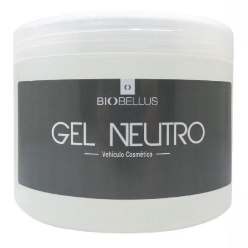 Un frasco de gel neutro Biobellus sobre un fondo blanco.