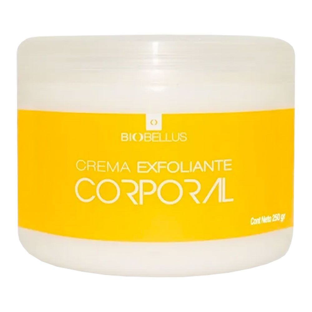 Un tarro de crema exfoliante corporal Biobellus