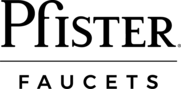 Pfister Faucets logo in black text, with a horizontal line separating the brand name from the word
