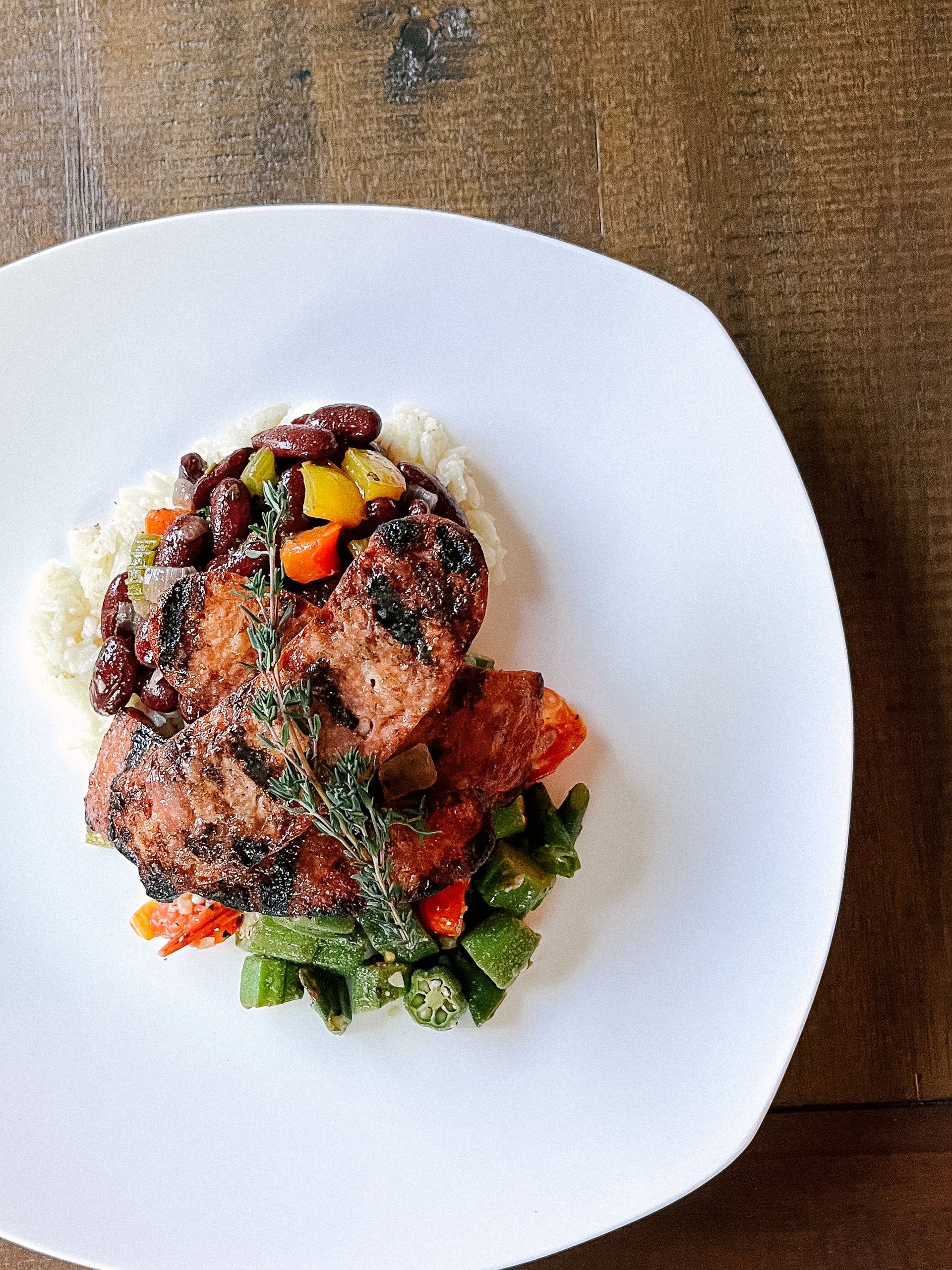 Grilled Andouille with Red Beans and Rice | Fresh Southern Chef