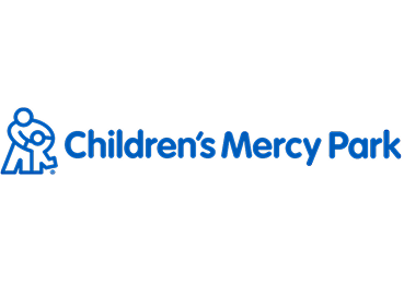 The blue Children’s Mercy Park logo featuring an icon of an adult figure comforting a child.