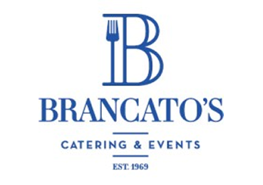 The logo for Brancato's Catering & Events features a stylized blue 