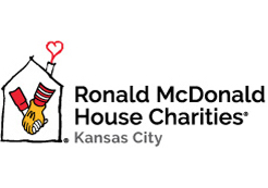 Logo for Ronald McDonald House Charities Kansas City, featuring a stylized house with a heart chimney and iconic gloves.