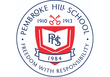 The official seal of Pembroke Hill School, featuring keys, a red shield with an open book, and the motto.