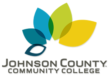 Logo for Johnson County Community College featuring a multi-colored leaf design above the institution's name.