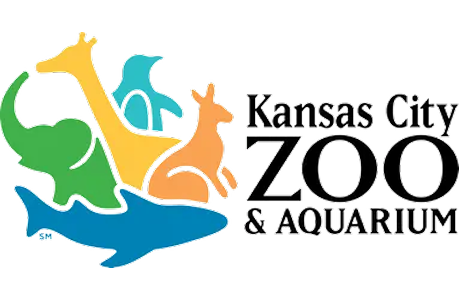 Logo for the Kansas City Zoo & Aquarium featuring colorful animal silhouettes and the institution's name in bold text.