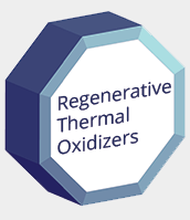 A blue and white logo for regenerative thermal oxidizers