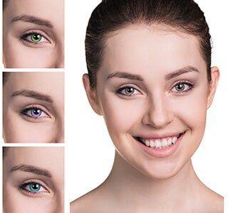 Smiling Girl Wearing Different Colors of Contact Lenses — Eye Doctor in Poland, OH