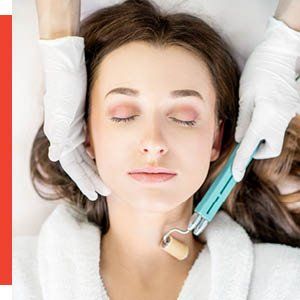Women's face getting pampered with skin care