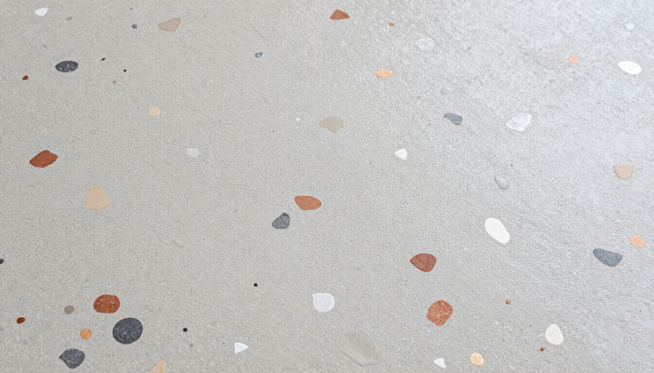 Close up of decorative flake concrete floor texture