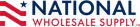 National Wholesale Supply logo with red and blue stripes and a blue star icon