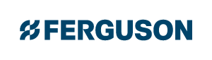 Ferguson logo in dark blue text with stylized icon on a white background