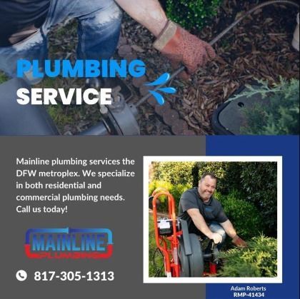 An advertisement for a plumbing service with a picture of a man