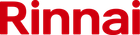 Red Rinnai logo with bold lowercase letters on a white background