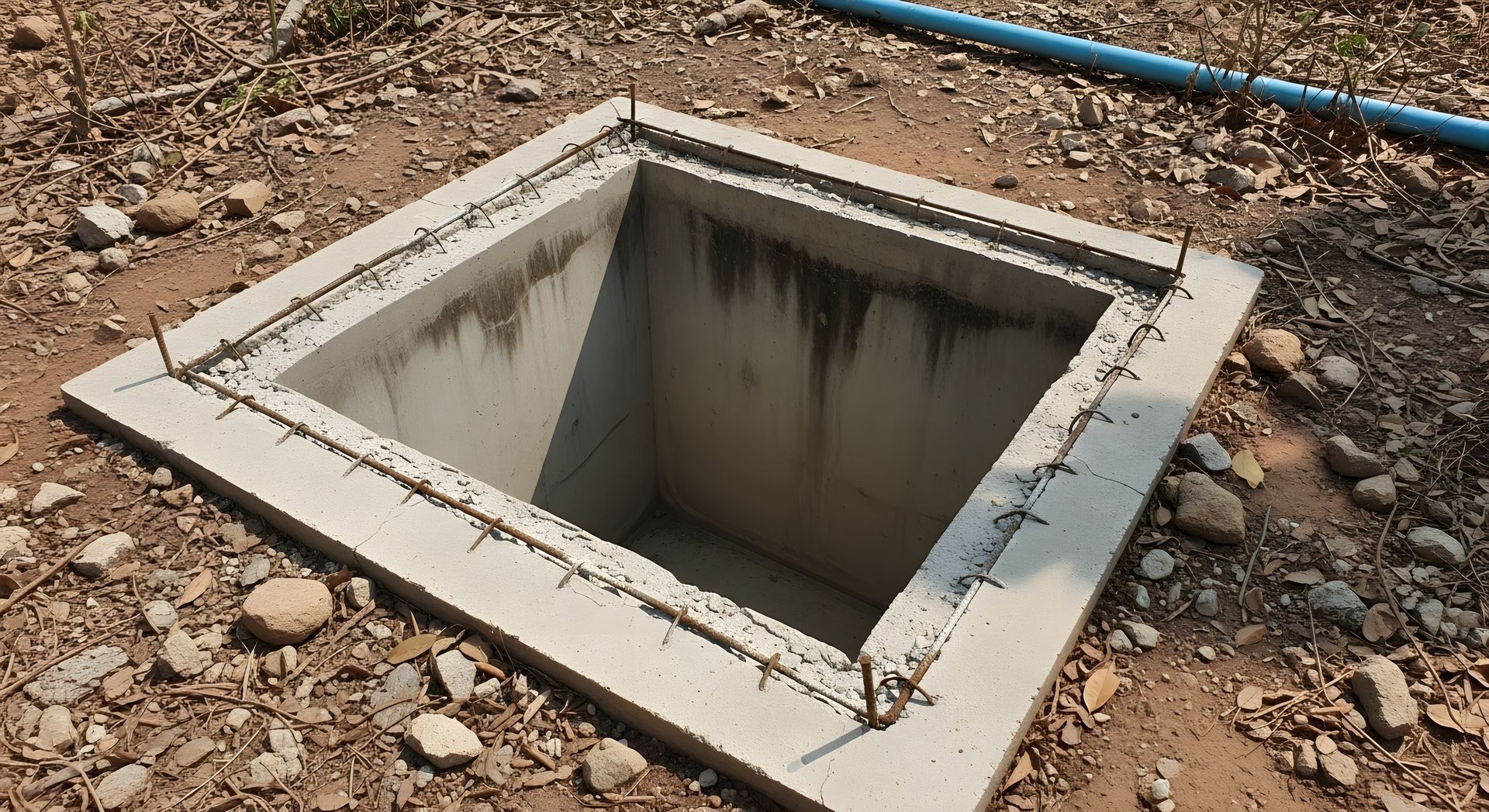 Two workers in bright orange safety gear use a vacuum hose to clean a storm drain on a paved road.