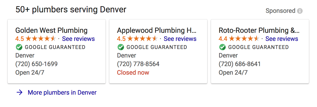 google local services for plumbers
