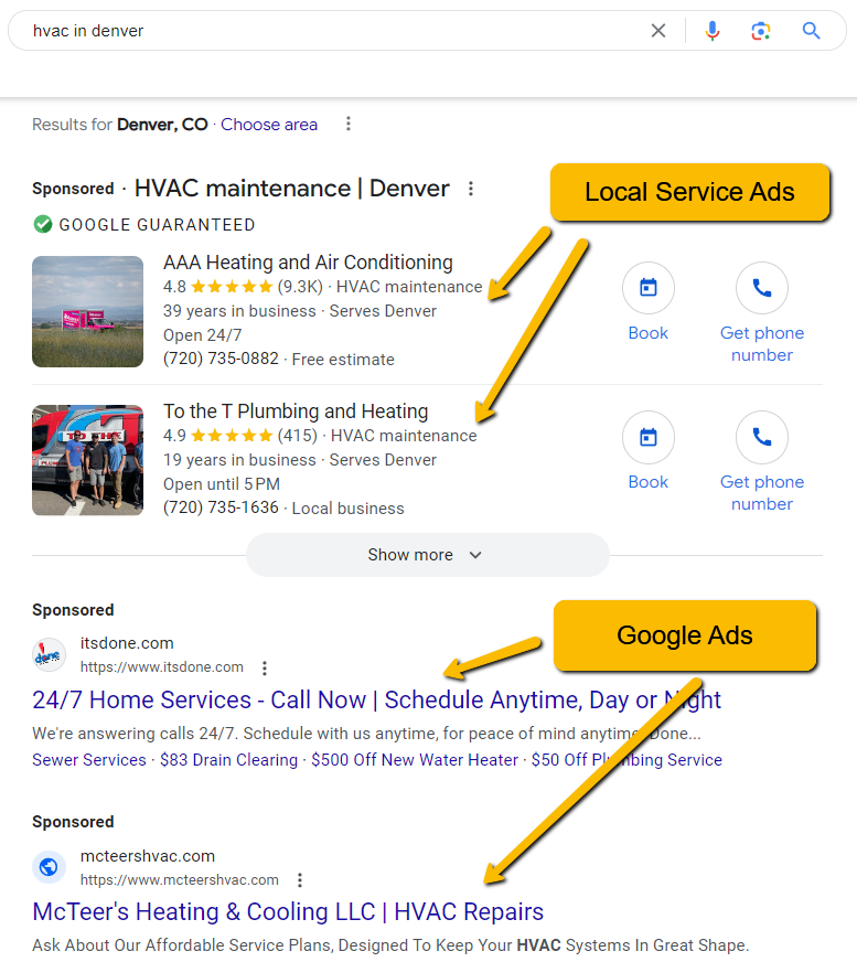 local service ads vs google ads