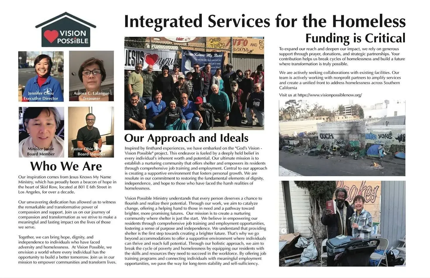 A flyer titled Integrated Services for the Homeless.