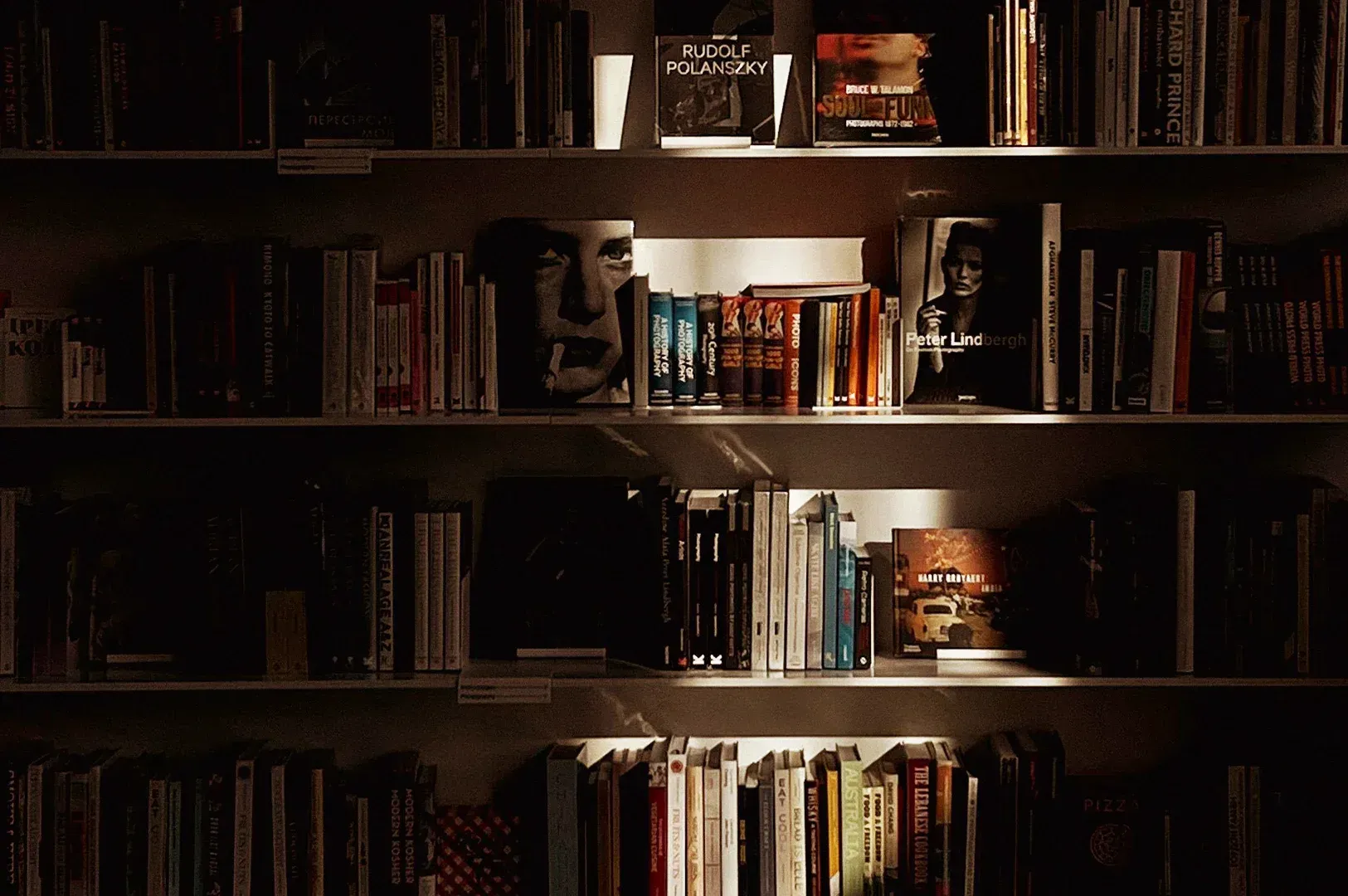 A softly lit, curated bookshelf featuring a variety of books, highlighting how a private collection 
