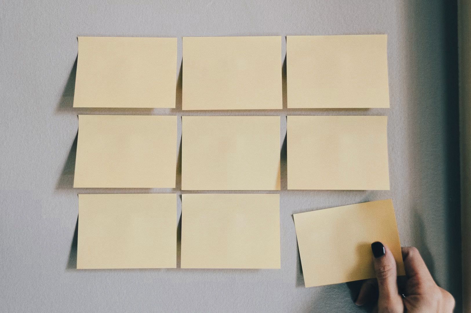Blank sticky notes for planning and brainstorming.