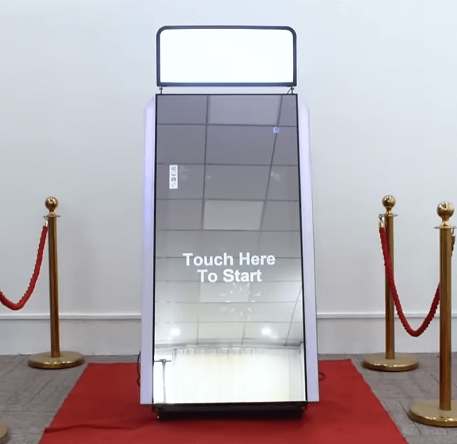 Mirror photo booth with red carpet