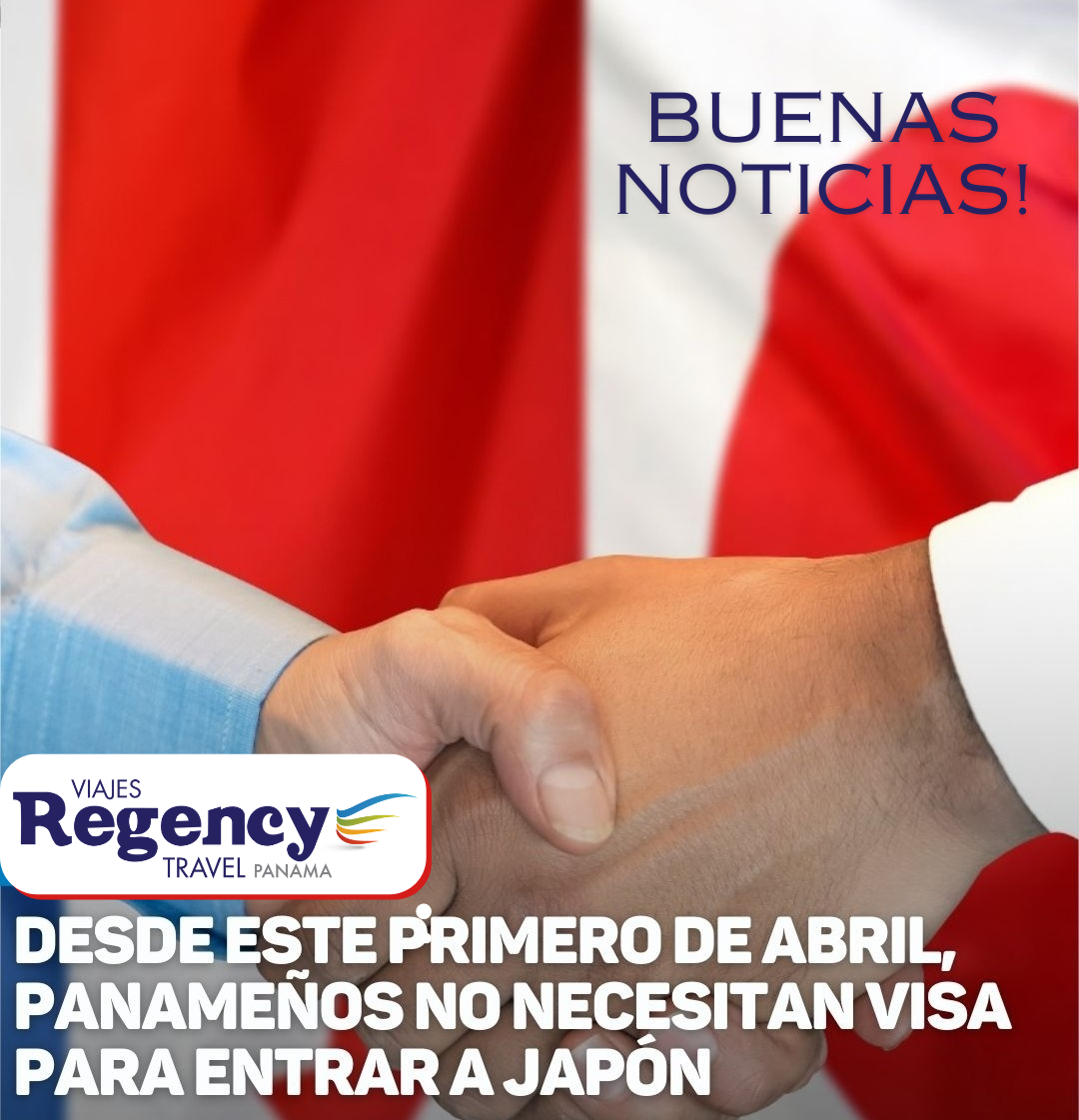 Un anuncio de viajes Regency muestra a dos personas dándose la mano.