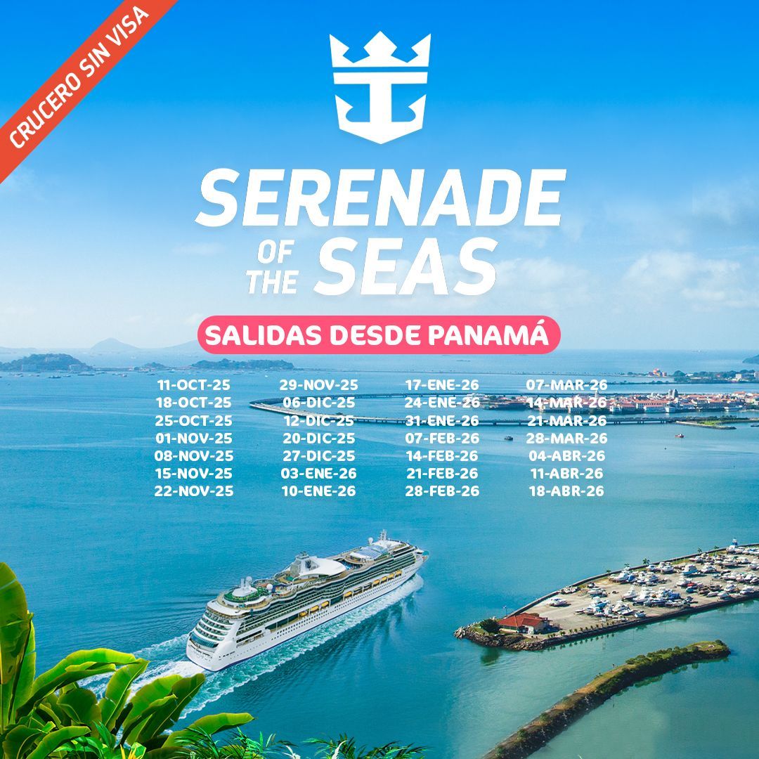 Un cartel de Serenade of the Seas muestra un crucero en el océano.