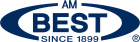AM Best logo, blue text on white background, dark blue oval, "AM BEST SINCE 1899"