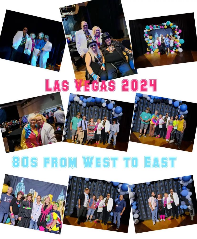 A collage of photos from las vegas 2024 80s from west to east