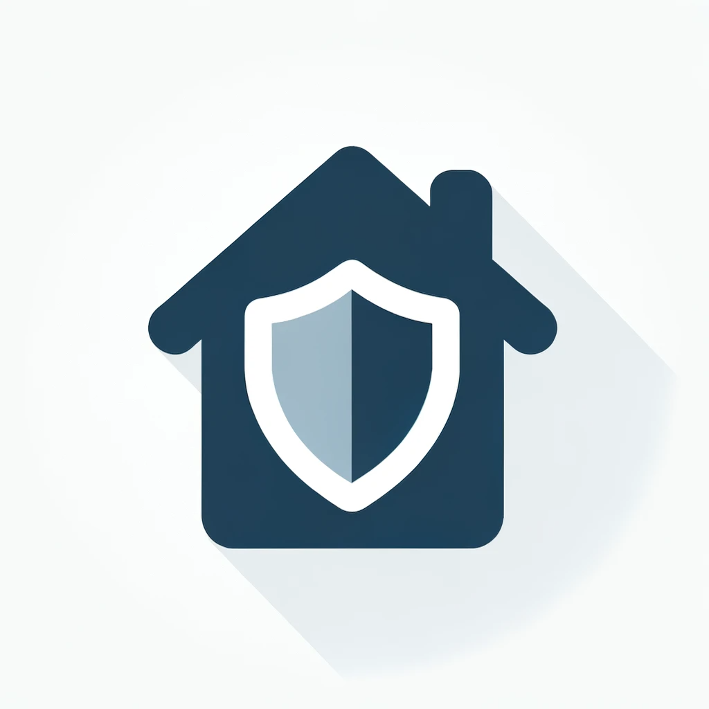 A house with a shield inside of it.