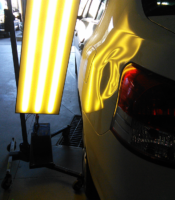 White Car Dent Repair with LED Lighting Before — Taren Point, NSW — CJ's Dent Removal