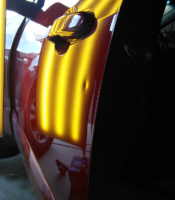 Red Car Dent Repair with LED Lighting Before — Taren Point, NSW — CJ's Dent Removal