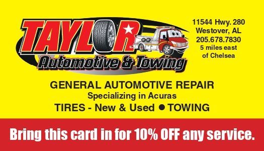 Business Card #2 — Westover, AL — Taylor Automotive And Towing
