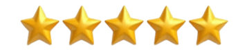 Five gold stars in a row, indicating a high rating or excellent quality.
