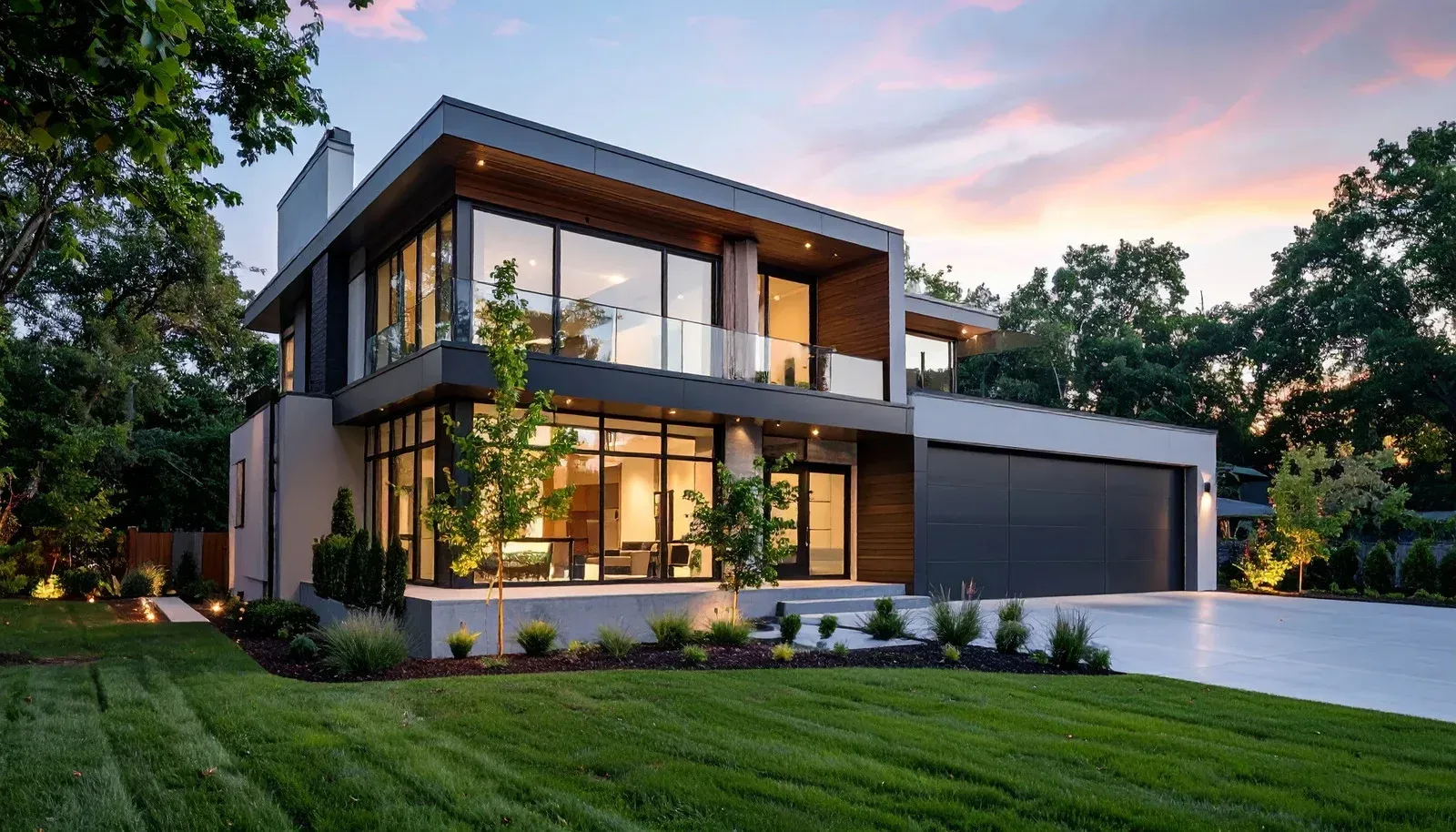 A white truck is parked in a parking lot next to a building.