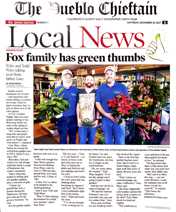 Fox's 2017 Pueblo Chieftain