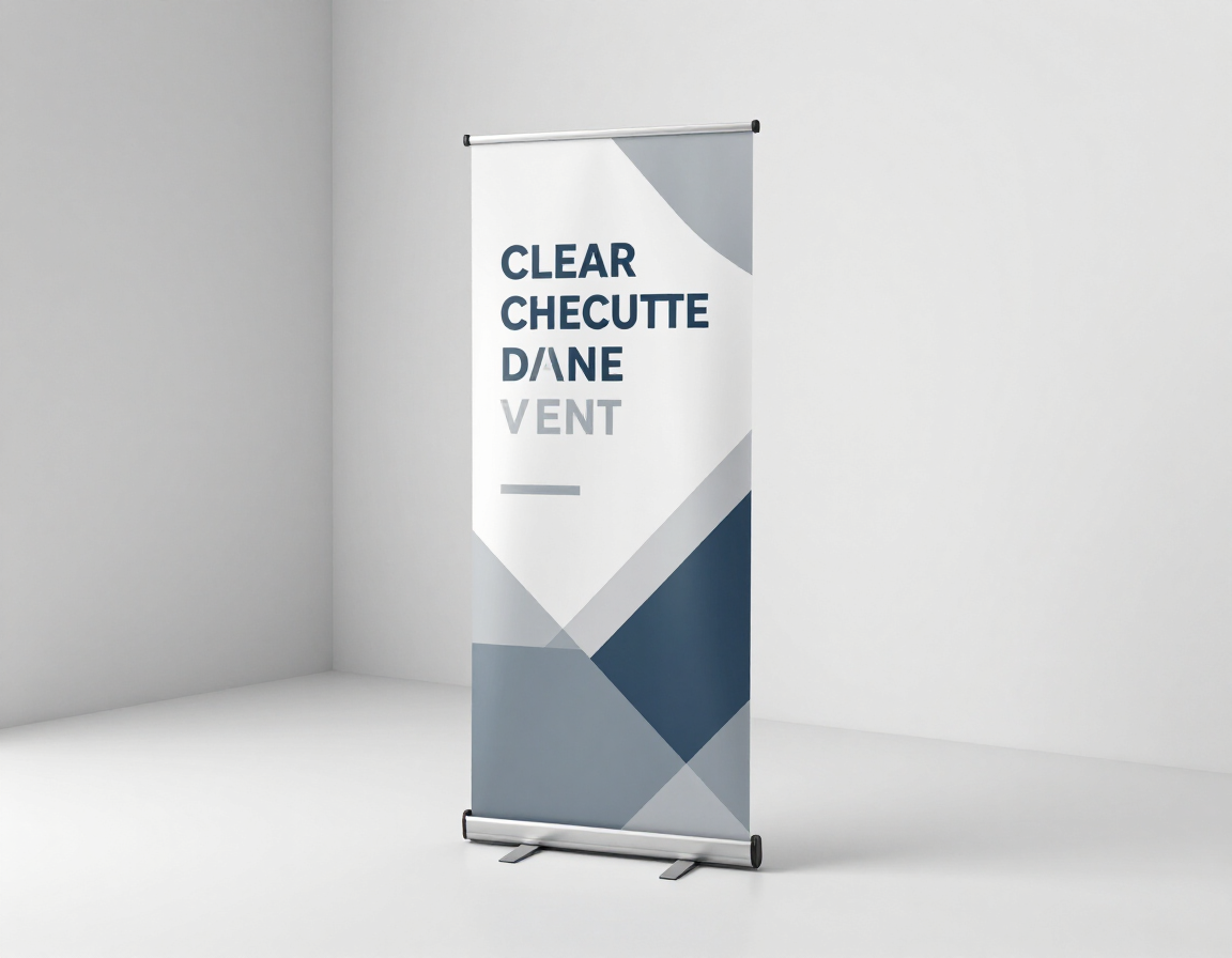 Retractable banner stand with professional event graphic
